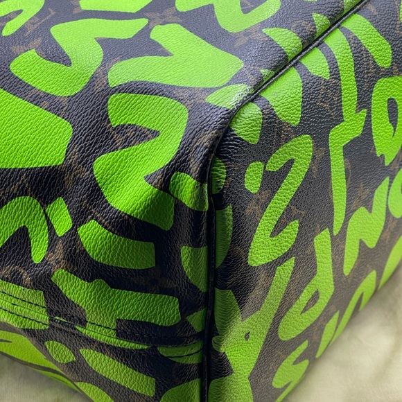 Louis Vuitton x Stephen Sprouse Graffiti Neverfull Gm Neon Green Tote Bag Rare - Picture 11 of 16
